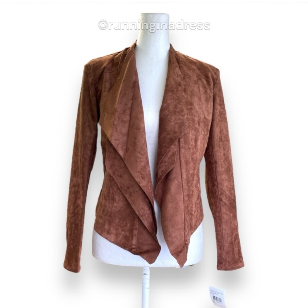 NWT Blank NYC Coco Nonstop Faux Suede Open Front Jacket In Size XS Brown Moto - Picture 4 of 13